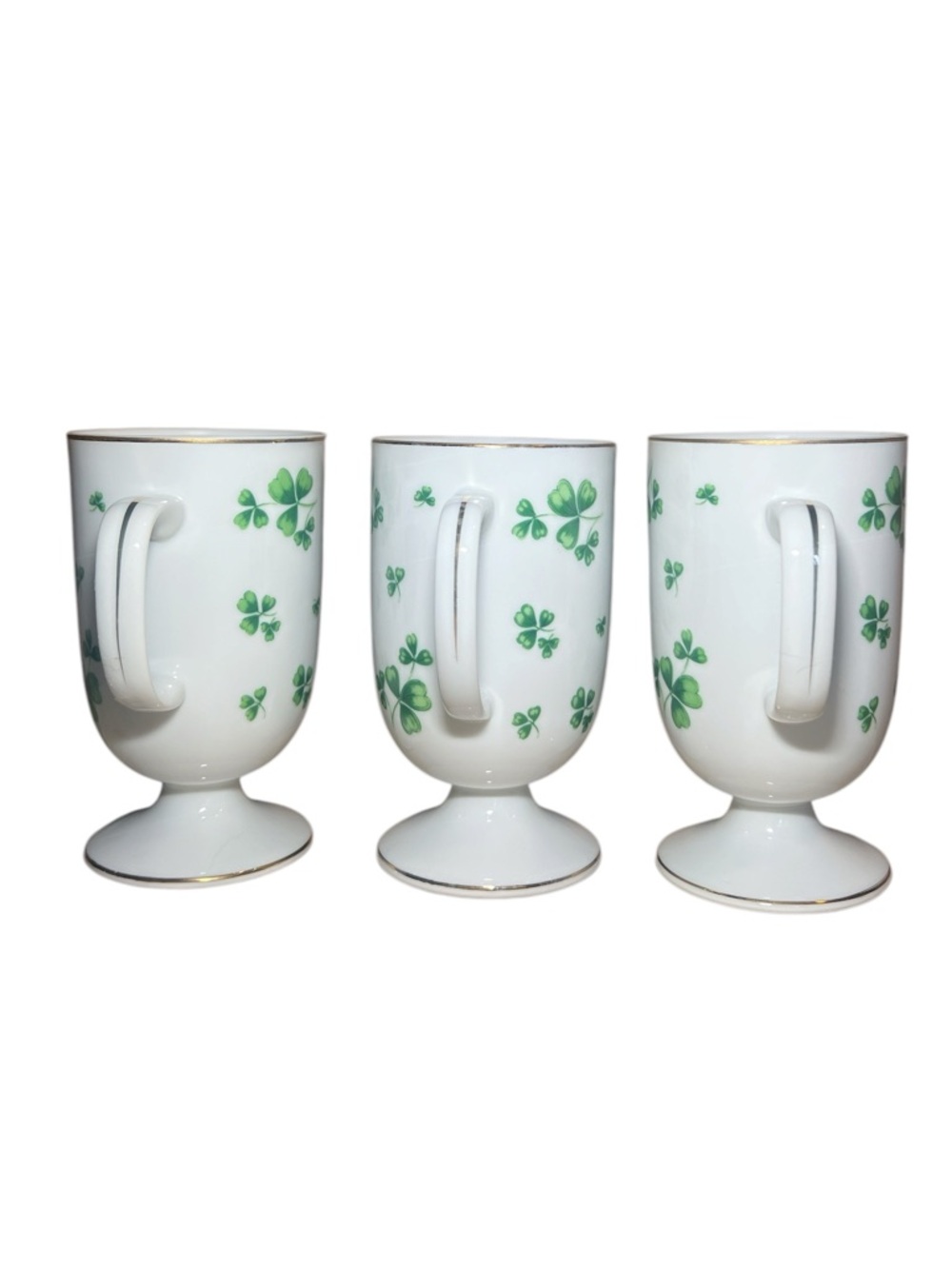 Vintage Lefton China Irish Coffee Cup Mugs Pedestal Set of 3  St. Patrick’s Day - Picture 6 of 15